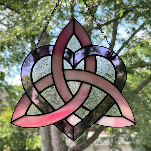 Celtic Triquetra Heart (Celtic Sisters Knot) Suncatcher - Pink/Purple