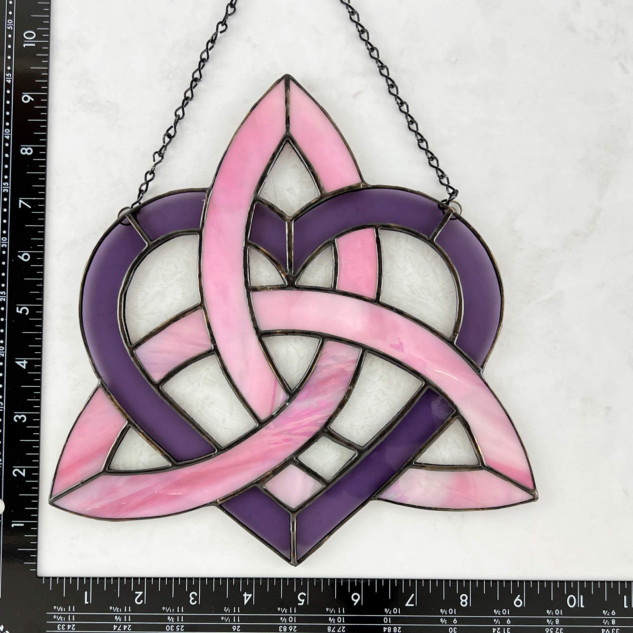 Celtic Triquetra Heart (Celtic Sisters Knot) Suncatcher - Pink/Purple