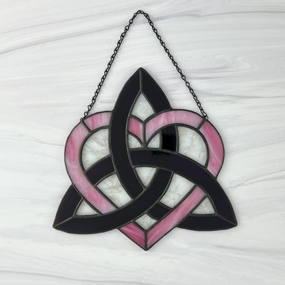 Celtic Triquetra Heart (Celtic Sisters Knot) Suncatcher - Pink/Purple
