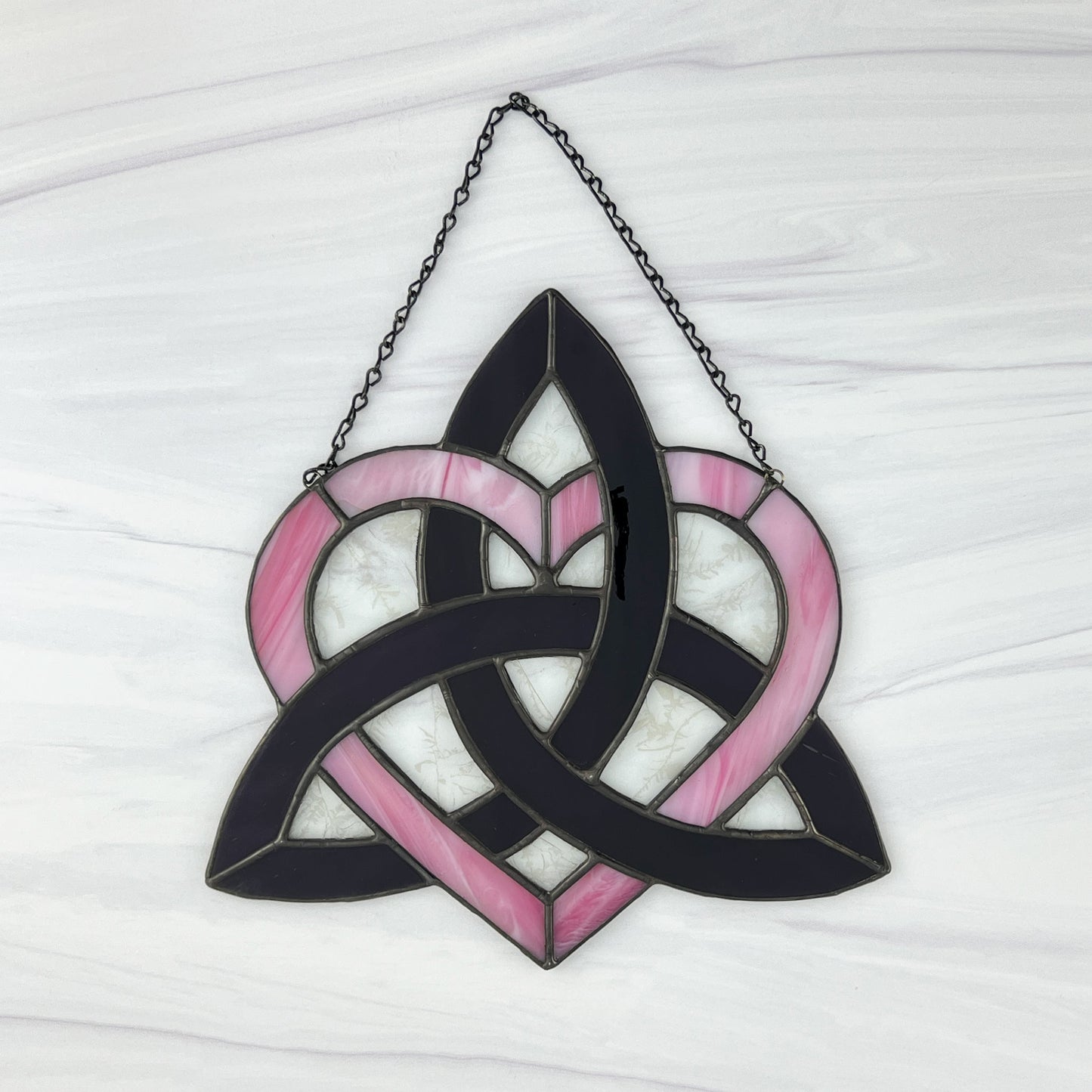 Celtic Triquetra Heart (Celtic Sisters Knot) Suncatcher - Pink/Purple