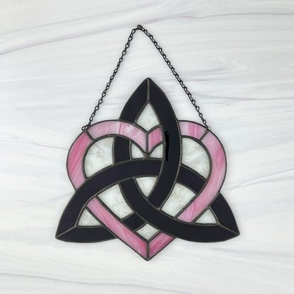Celtic Triquetra Heart (Celtic Sisters Knot) Suncatcher - Pink/Purple