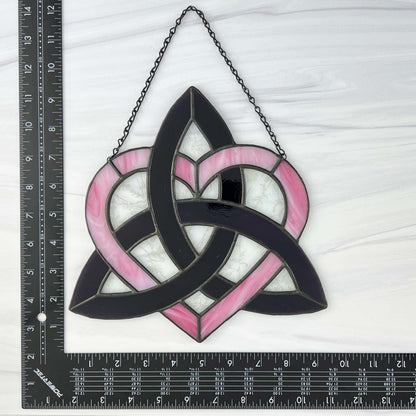 Celtic Triquetra Heart (Celtic Sisters Knot) Suncatcher - Pink/Purple