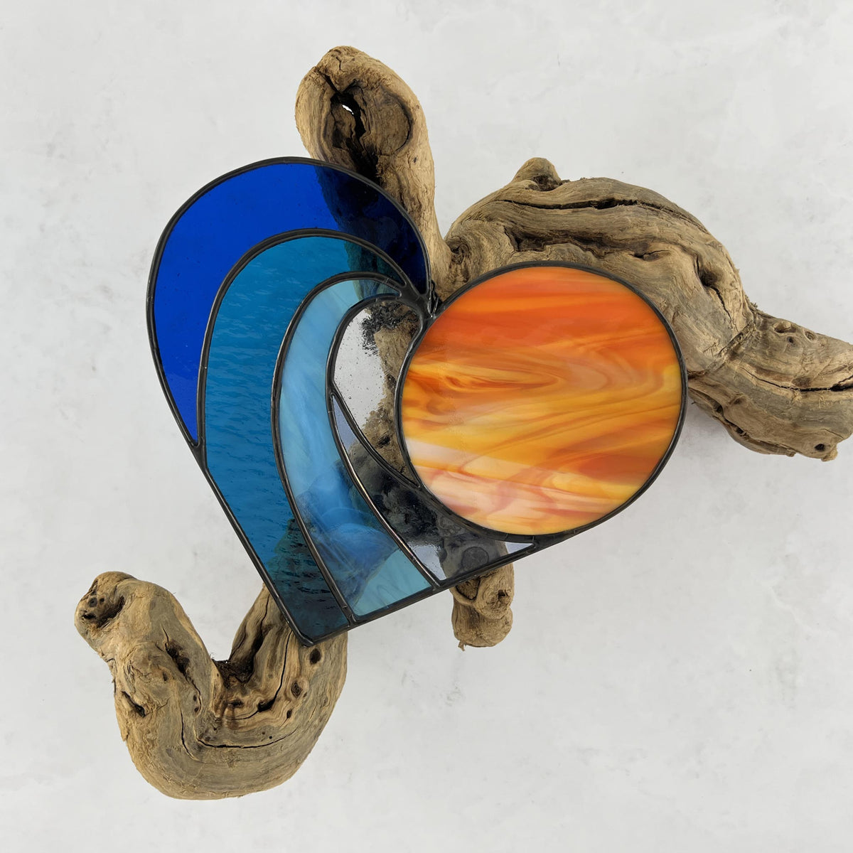 Stained Glass Sunset Over the Ocean Waves Suncatcher - glass gifts ...
