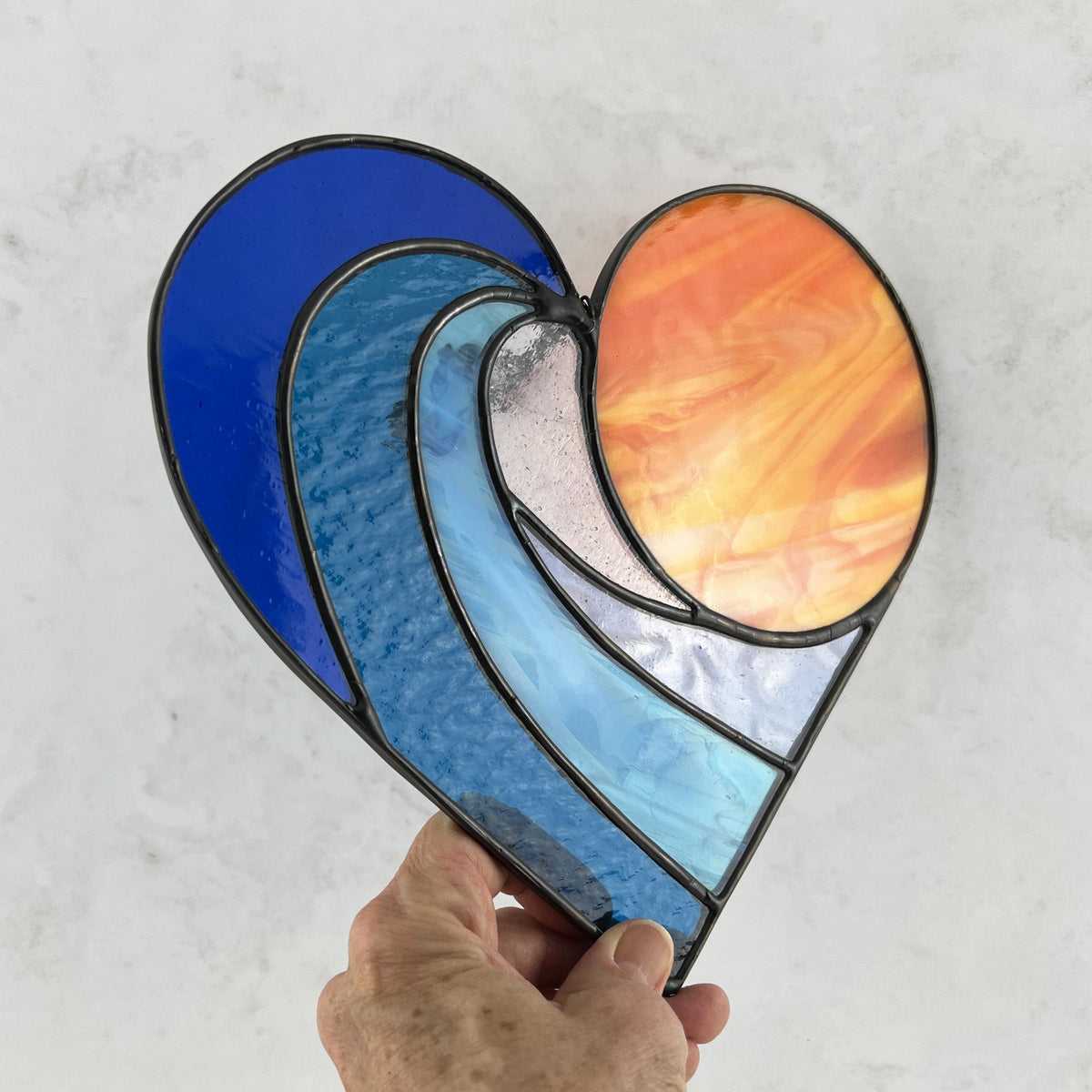 Stained Glass Sunset Over the Ocean Waves Suncatcher - glass gifts ...