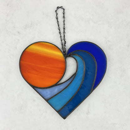 Sunset over the Ocean Waves Suncatcher