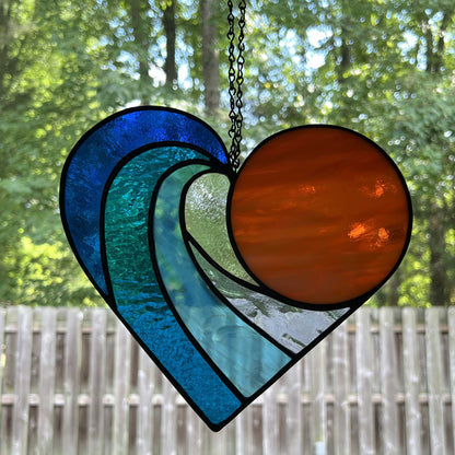 Sunset over the Ocean Waves Suncatcher