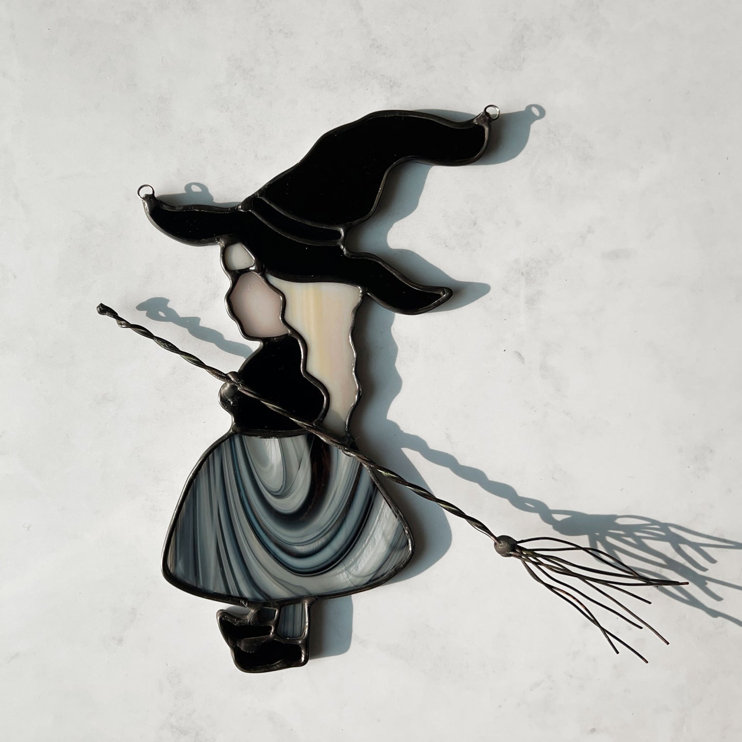 Witch Girl Suncatcher with Black and White Skirt