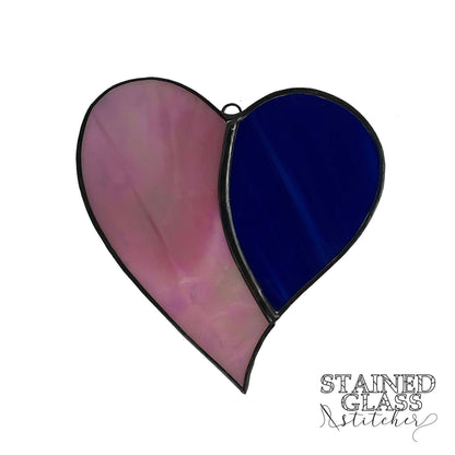 Heart - Blue and Iridescent Pink Suncatcher(3.75 x 3.75)