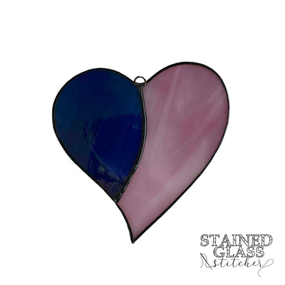 Heart - Blue and Iridescent Pink Suncatcher(3.75 x 3.75)