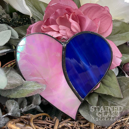 Heart - Blue and Iridescent Pink Suncatcher(3.75 x 3.75)