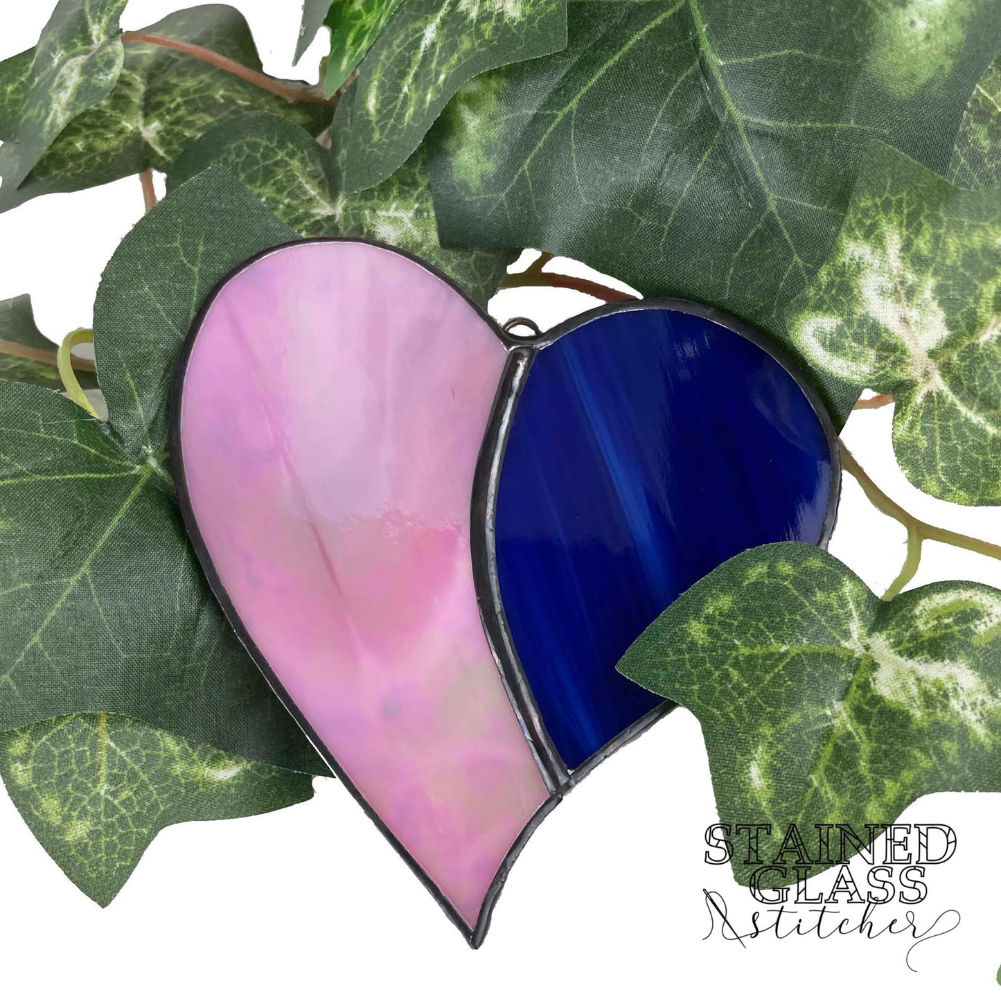 Heart - Blue and Iridescent Pink Suncatcher(3.75 x 3.75)