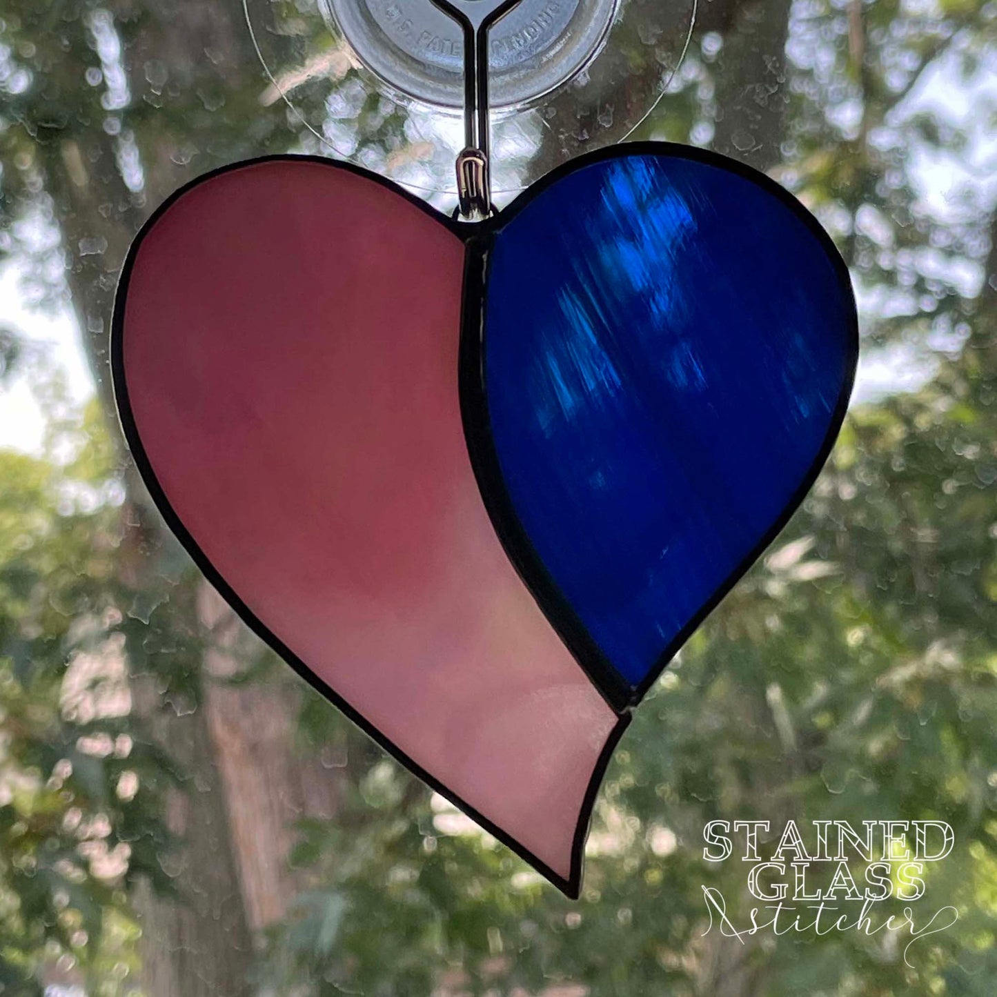 Heart - Blue and Iridescent Pink Suncatcher(3.75 x 3.75)