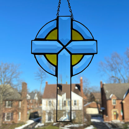 Beveled Cross with Yellow Highlights