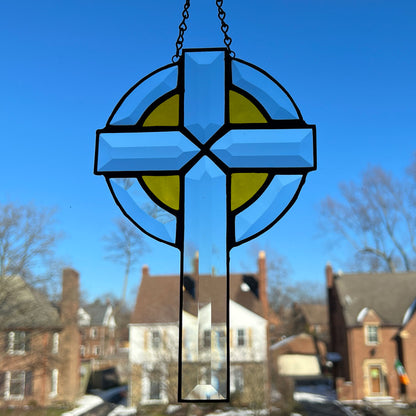 Beveled Cross with Yellow Highlights