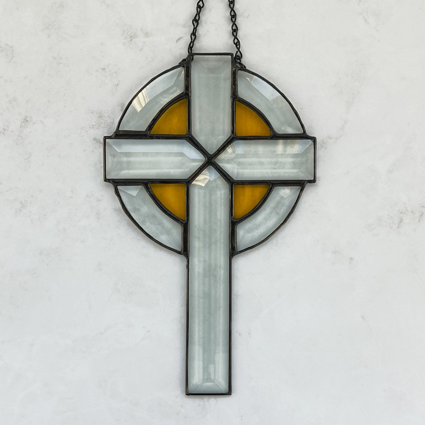 Beveled Cross with Yellow Highlights