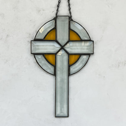 Beveled Cross with Yellow Highlights