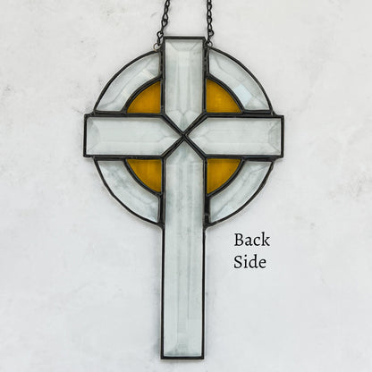 Beveled Cross with Yellow Highlights