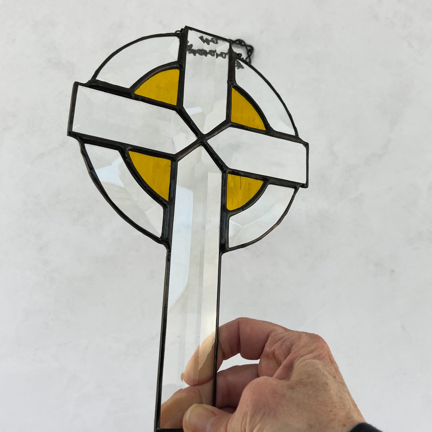 Beveled Cross with Yellow Highlights