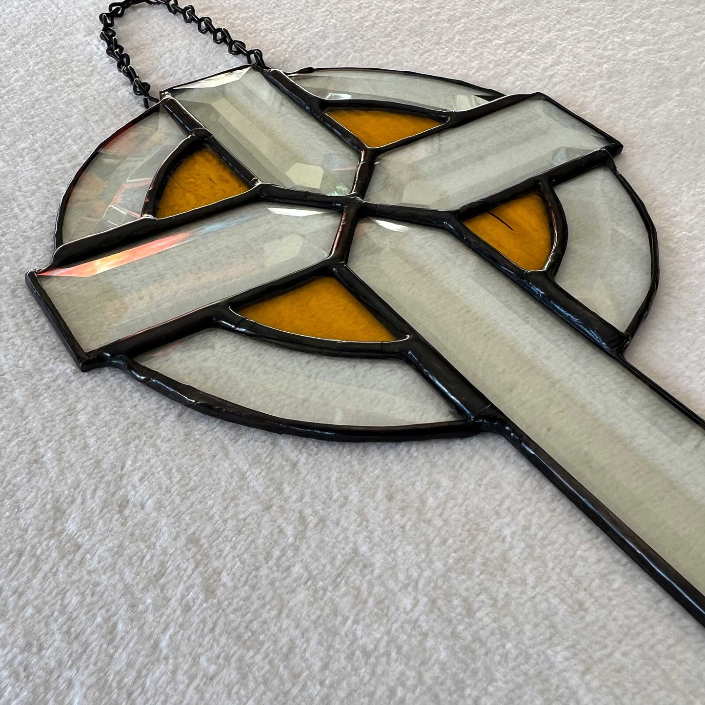 Beveled Cross with Yellow Highlights