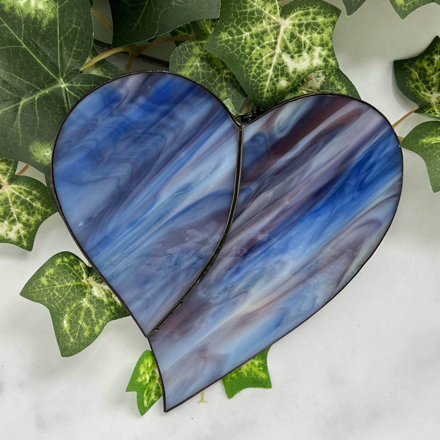 Heart Suncatcher - Blue, Purple & White Swirls (6 x 6 1/4)