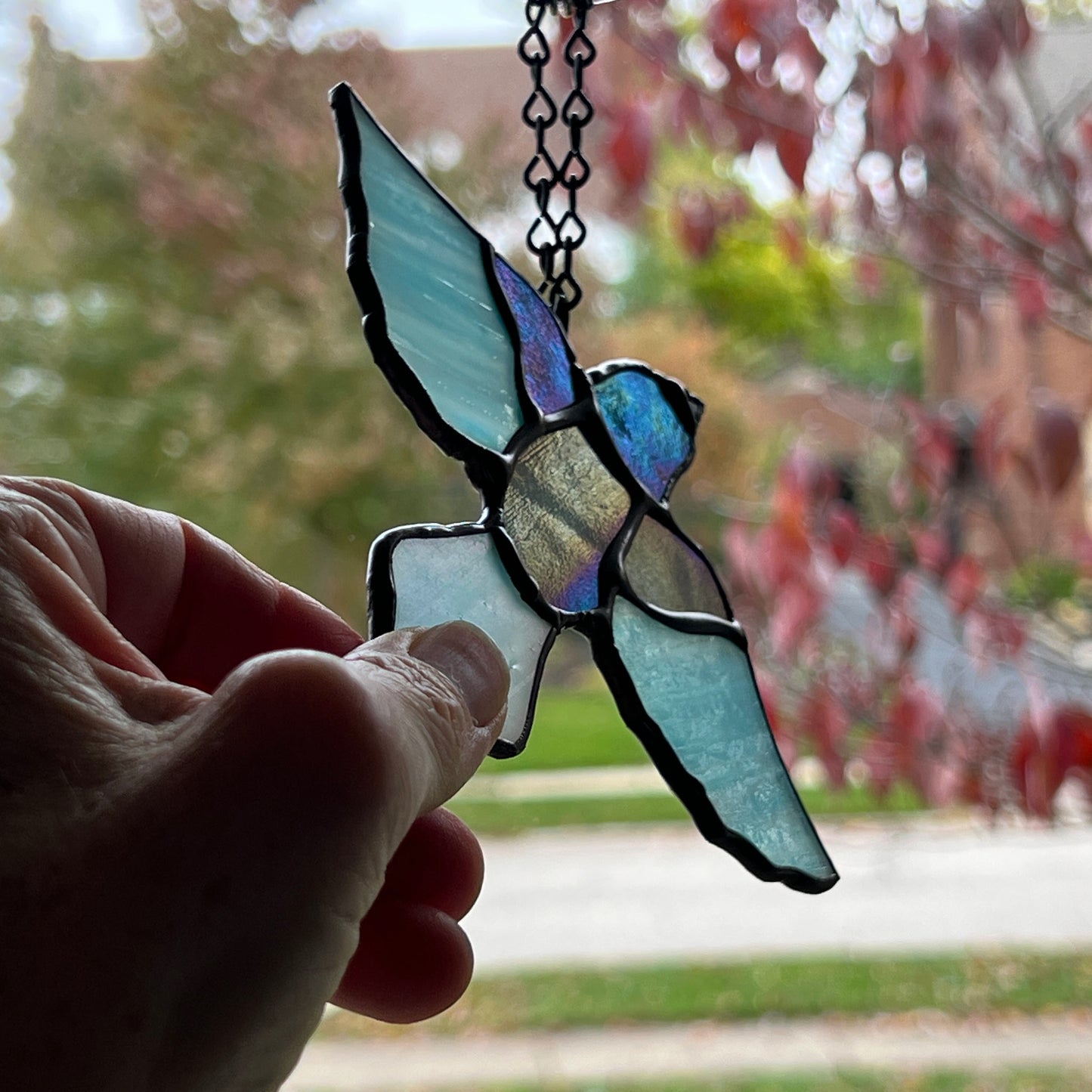 Bird - Blue Iridescent Suncatcher Ornament