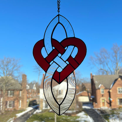 Celtic Infinity Heart - Red & Clear