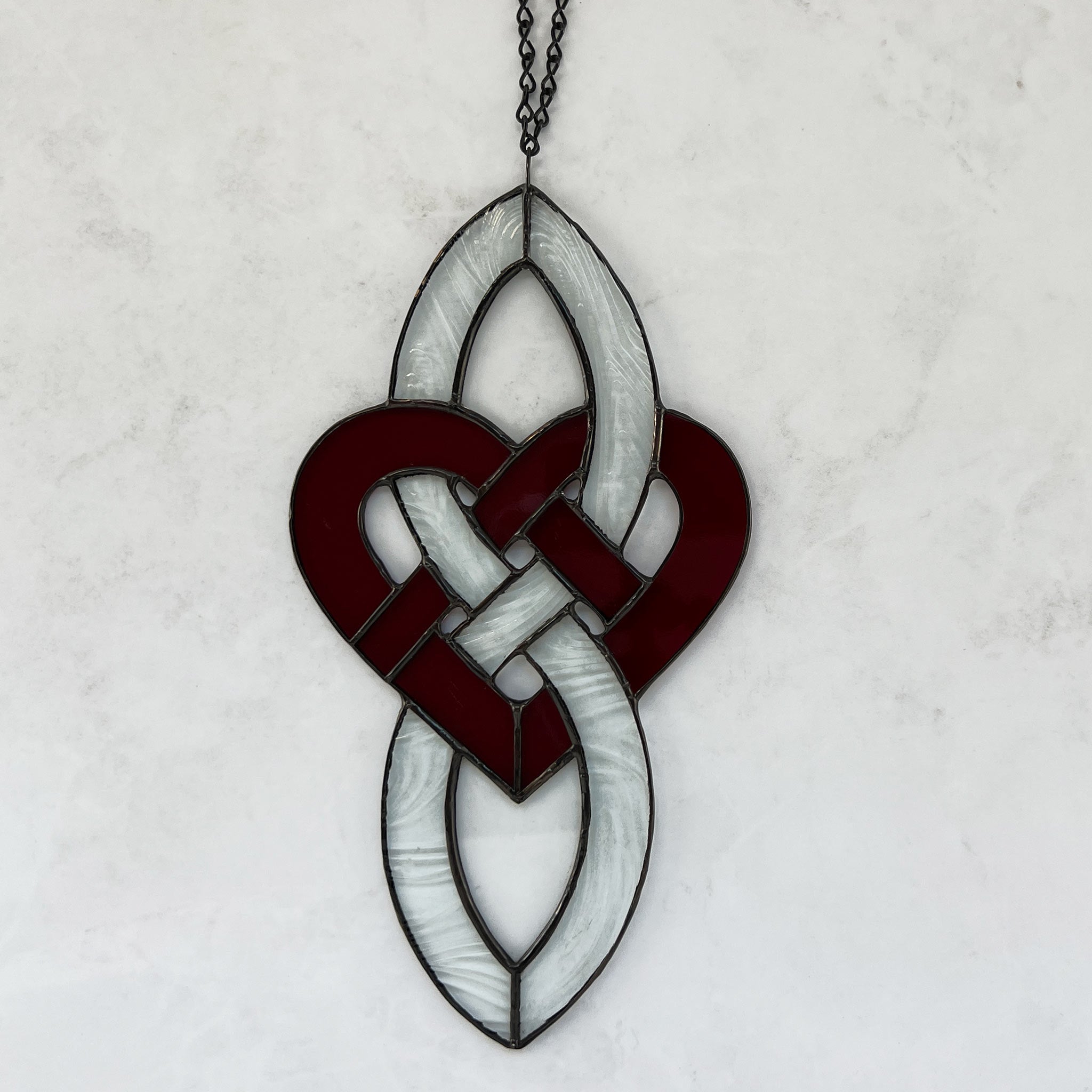 Stained Glass Celtic Infinity Heart in Stunning retailer Textured Cherry Red and Clear