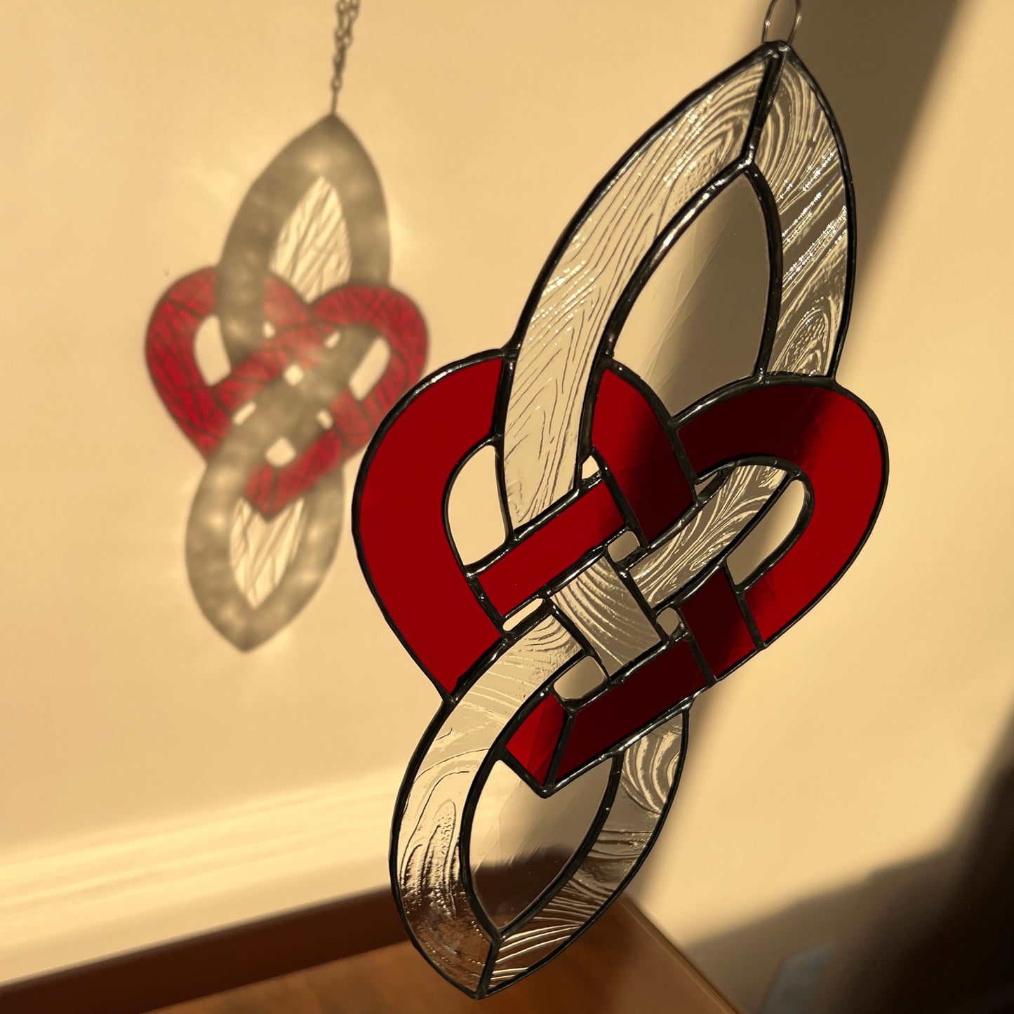 Celtic Infinity Heart - Red & Clear