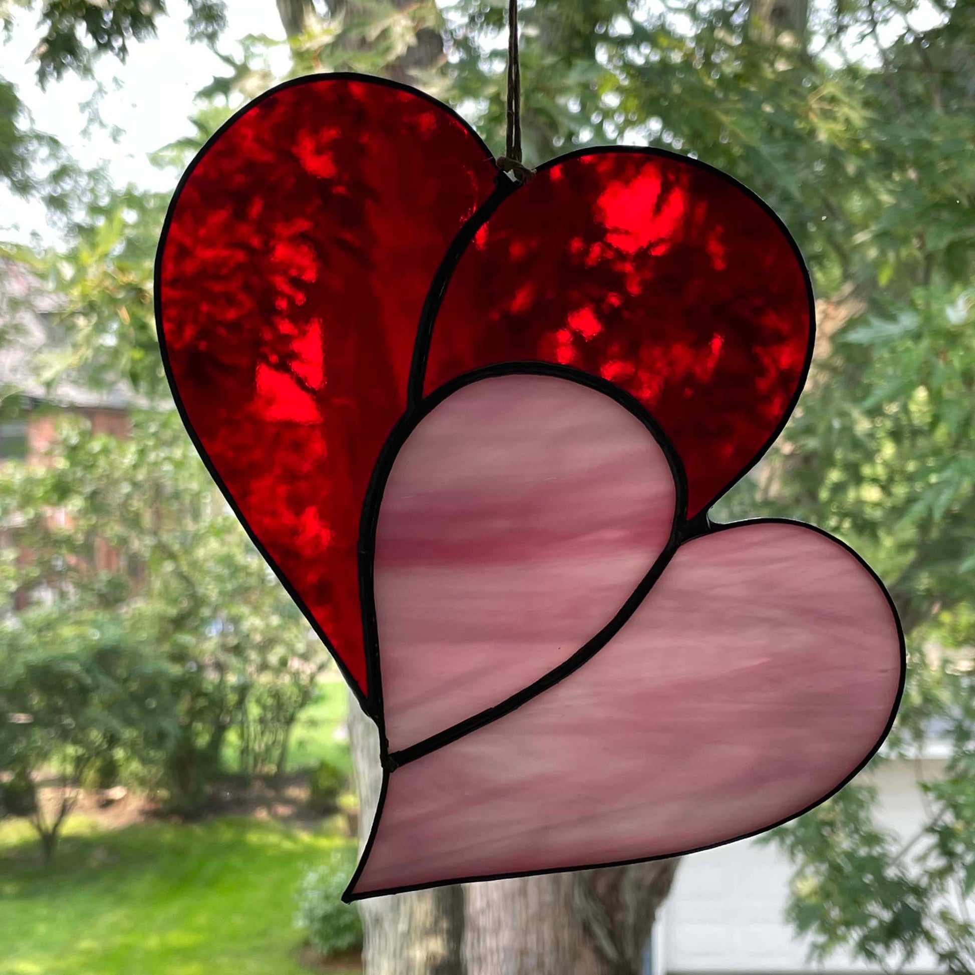 Heart Suncatcher, Love, Valentines, Stained Glass, Ornament, Wedding, Glass,  Hearts