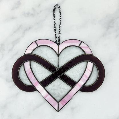 Infinity Heart Suncatcher - Pink and Purple (9.5 x 7.5)