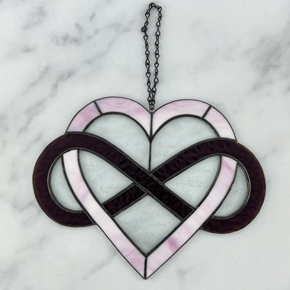 Infinity Heart Suncatcher - Pink and Purple (9.5 x 7.5)