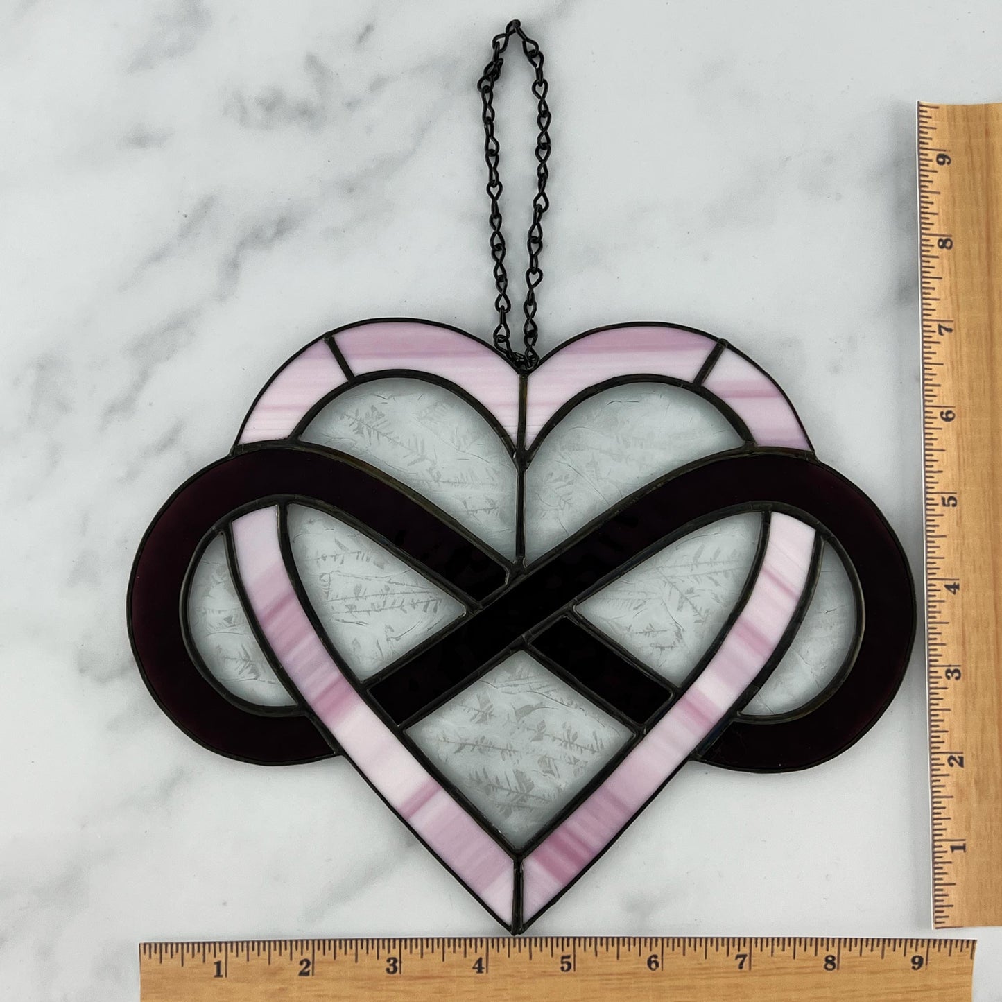 Infinity Heart Suncatcher - Pink and Purple (9.5 x 7.5)