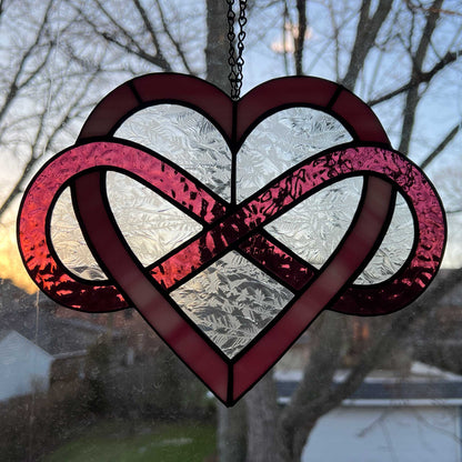 Infinity Heart Suncatcher - Pink and Purple (9.5 x 7.5)