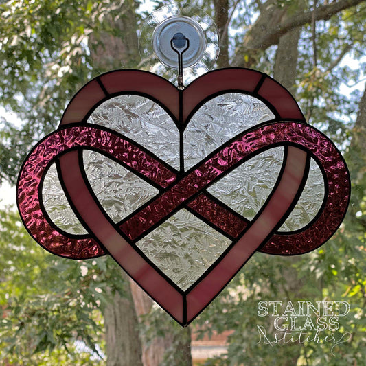 Infinity Heart Suncatcher - Pink and Purple (9.5 x 7.5)