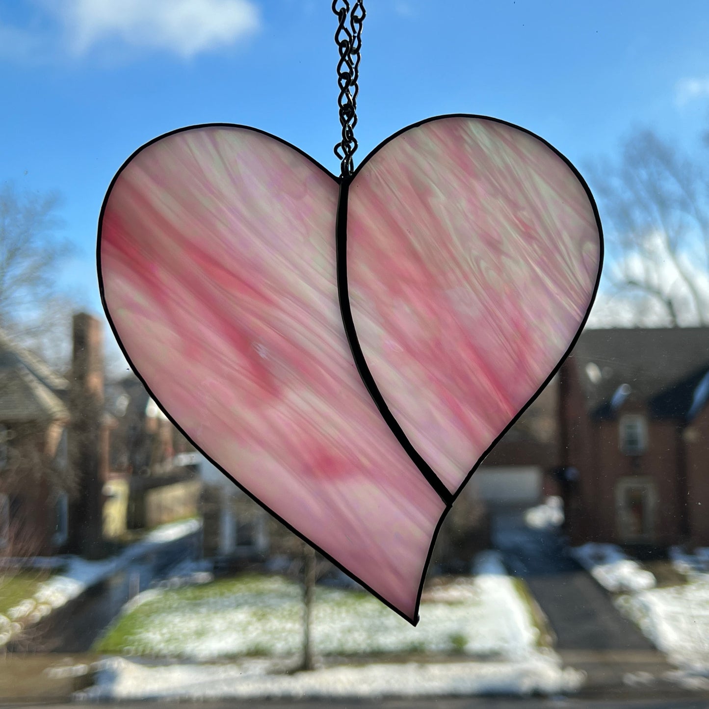 Heart Suncatcher - Pink Iridescent (6 x 6 1/4)