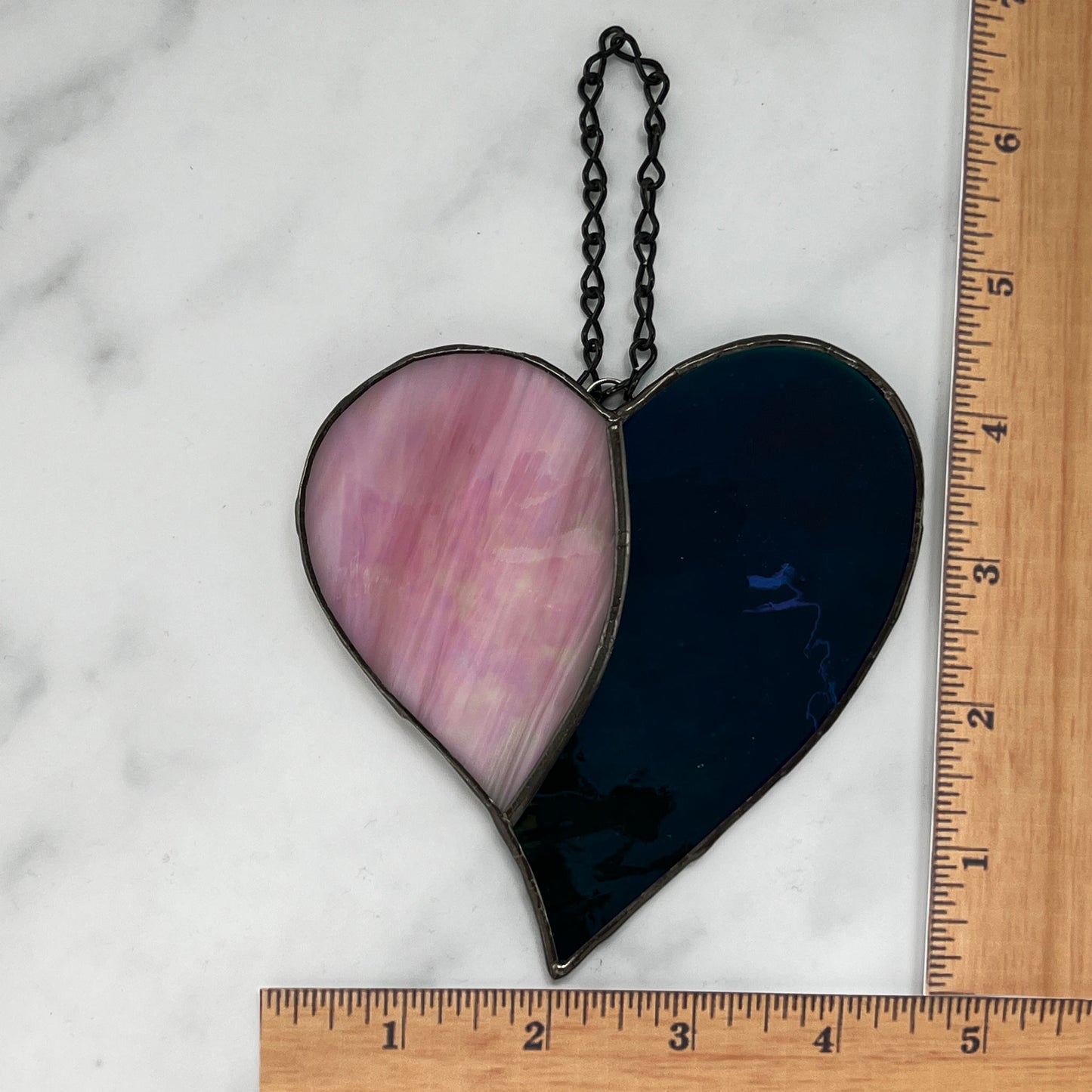 Heart Suncatcher - Iridescent Pink & Iridescent Teal (4 1/2 x 4 1/2)