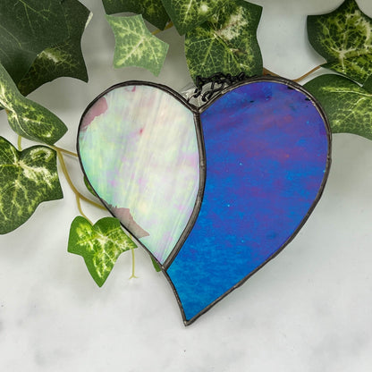 Heart Suncatcher - Iridescent Pink & Iridescent Teal (4 1/2 x 4 1/2)