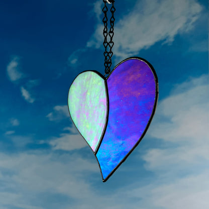 Heart Suncatcher - Iridescent Pink & Iridescent Teal (4 1/2 x 4 1/2)