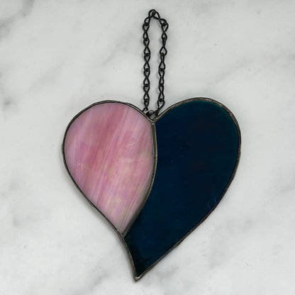 Heart Suncatcher - Iridescent Pink & Iridescent Teal (4 1/2 x 4 1/2)