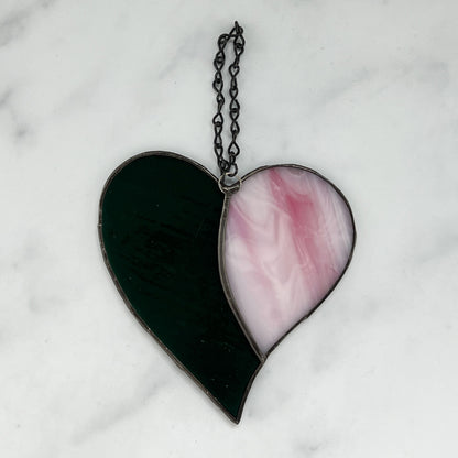 Heart Suncatcher - Iridescent Pink & Iridescent Teal (4 1/2 x 4 1/2)