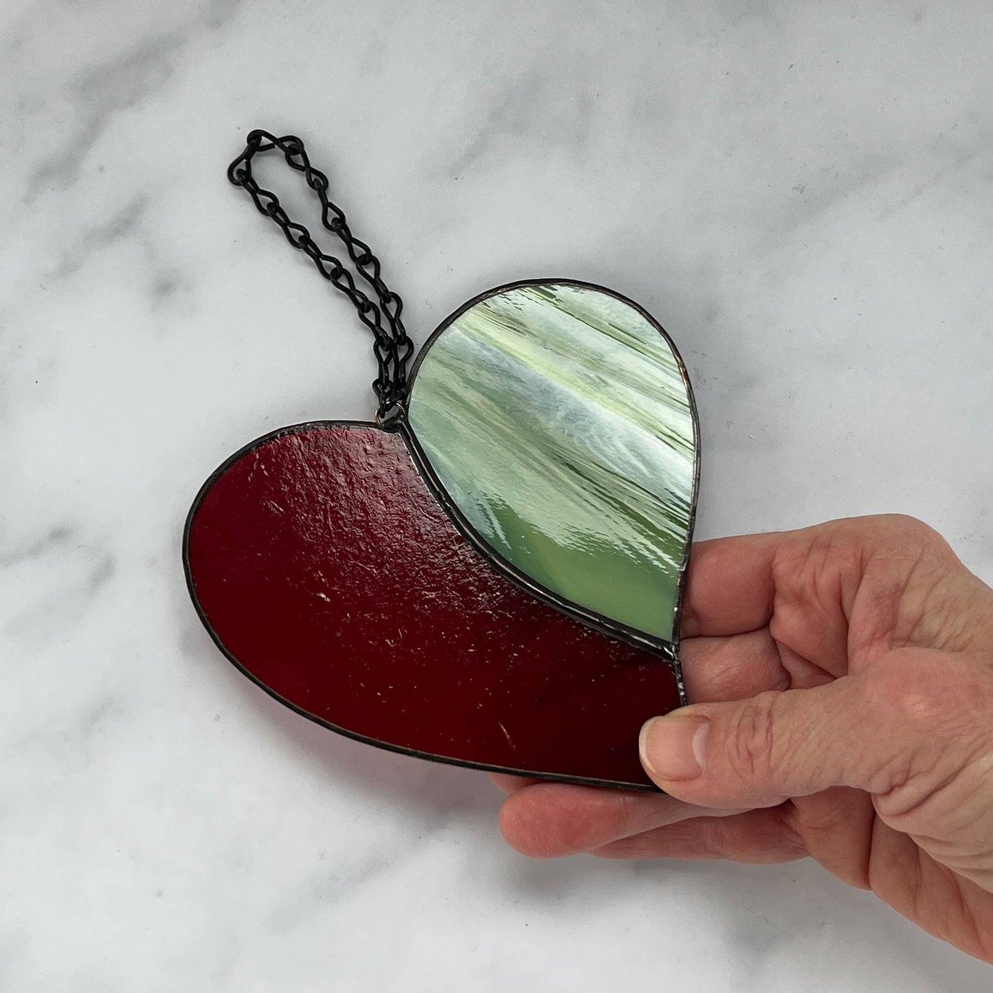 Heart Suncatcher - Red & Green (4 1/2 x 4 1/2)