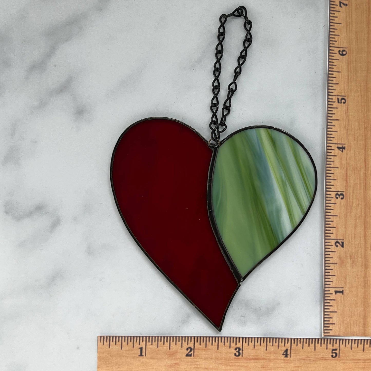 Heart Suncatcher - Red & Green (4 1/2 x 4 1/2)