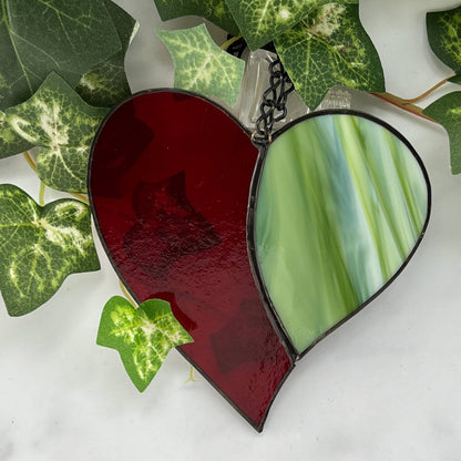 Heart Suncatcher - Red & Green (4 1/2 x 4 1/2)