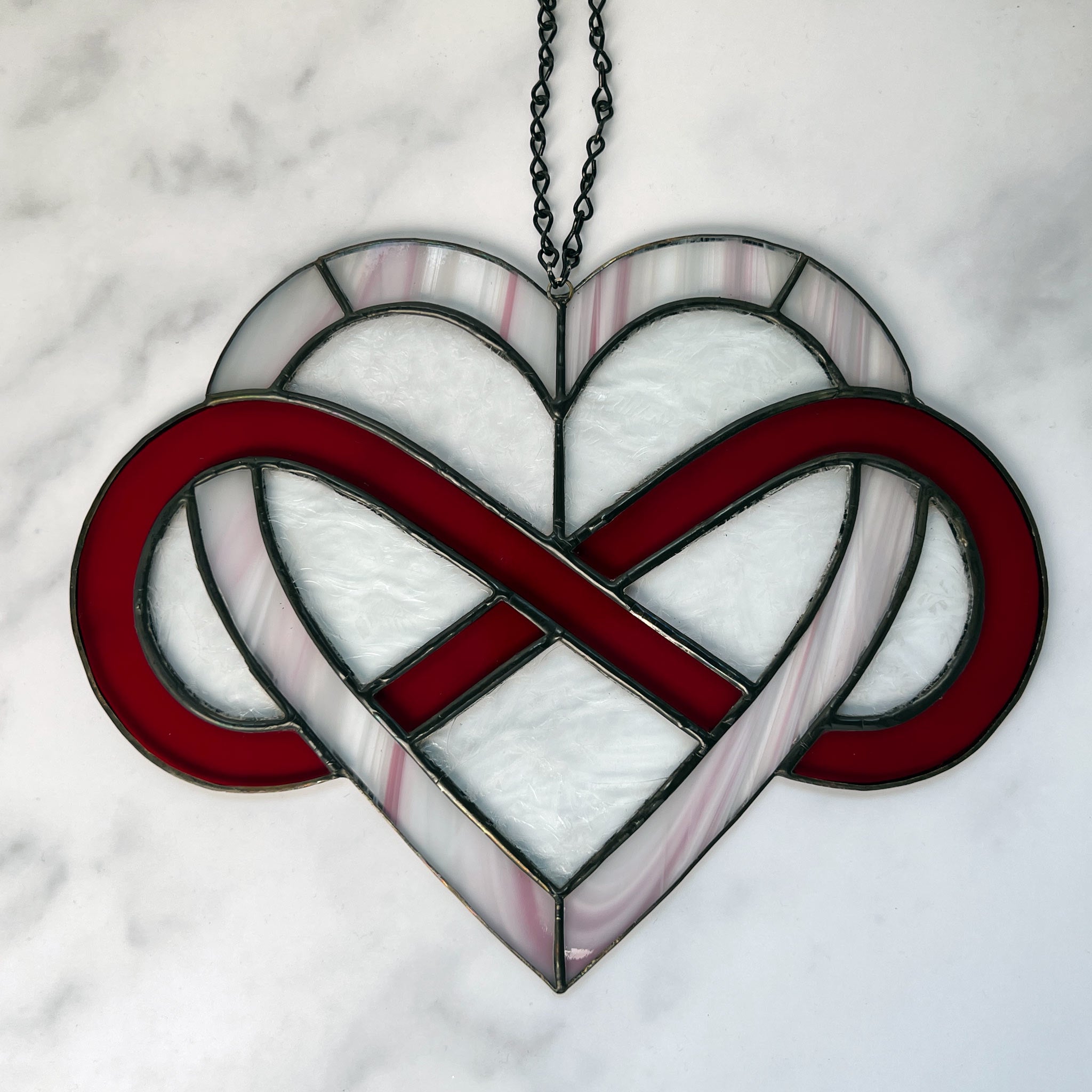 Stained Glass Celtic Infinity hotsell Heart in Textured Brilliant Red