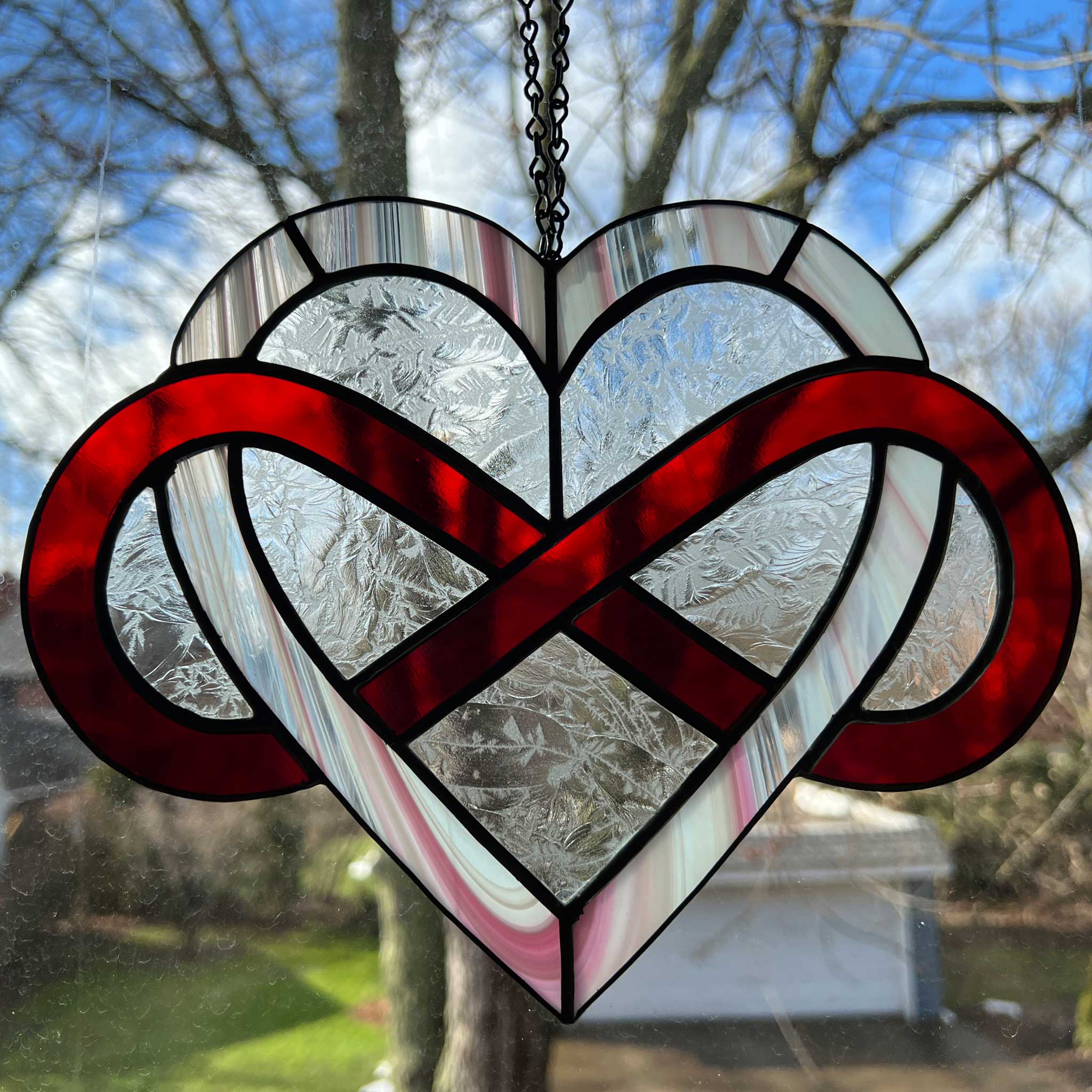 Beveled Glass Heart newest With Stained Glass Origami Pink Crane, Valentine Gift, Symbol Of Love, Fidelity, Prosperity, Long Life, Peace, Unique