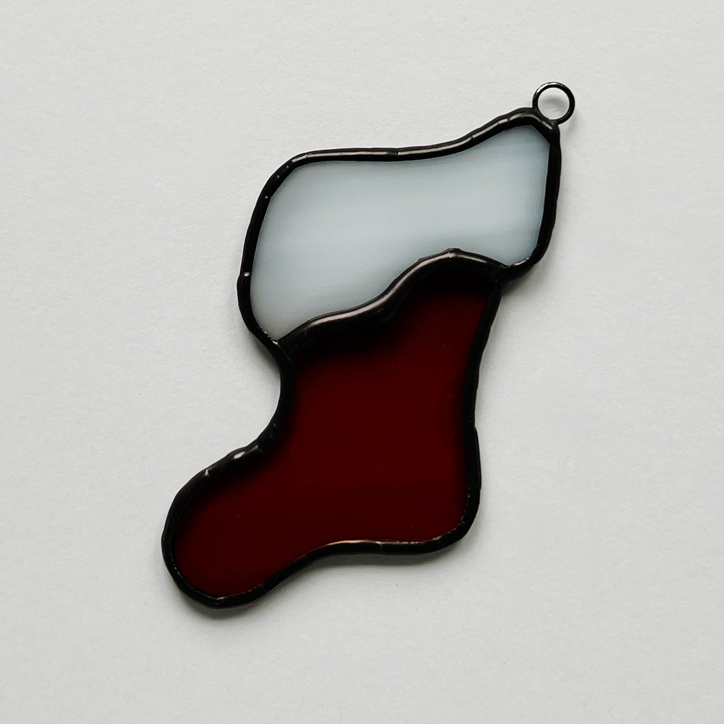 Stocking Stained Glass Christmas Tree Ornament - Red