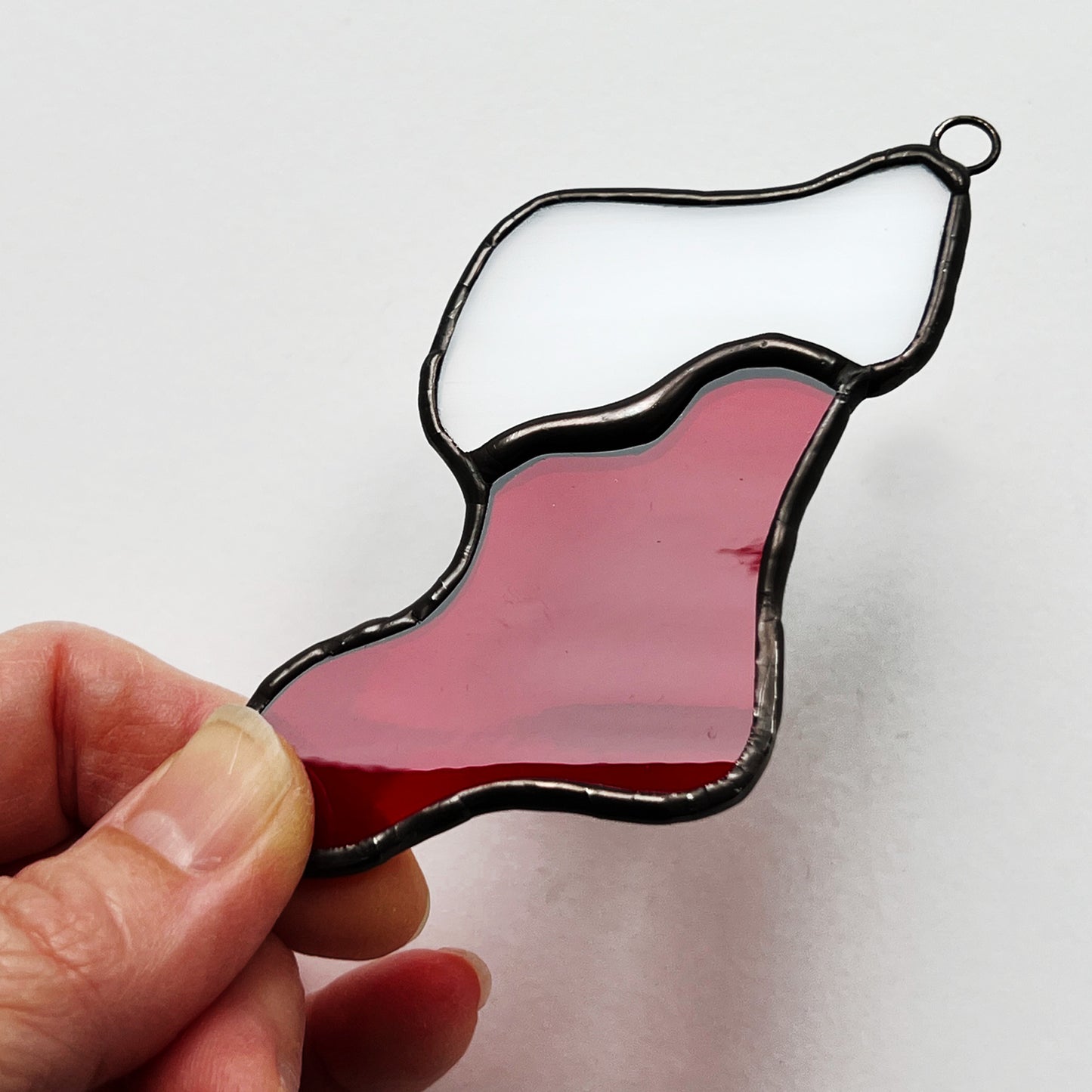 Stocking Stained Glass Christmas Tree Ornament - Red