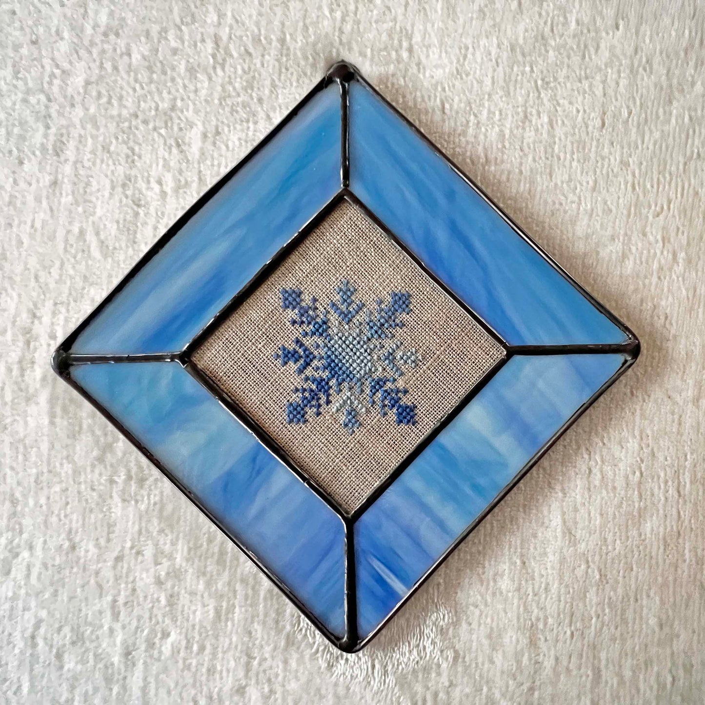 Snowflake Decoration - Light Blue Stained Glass- Light Blue Snowflake