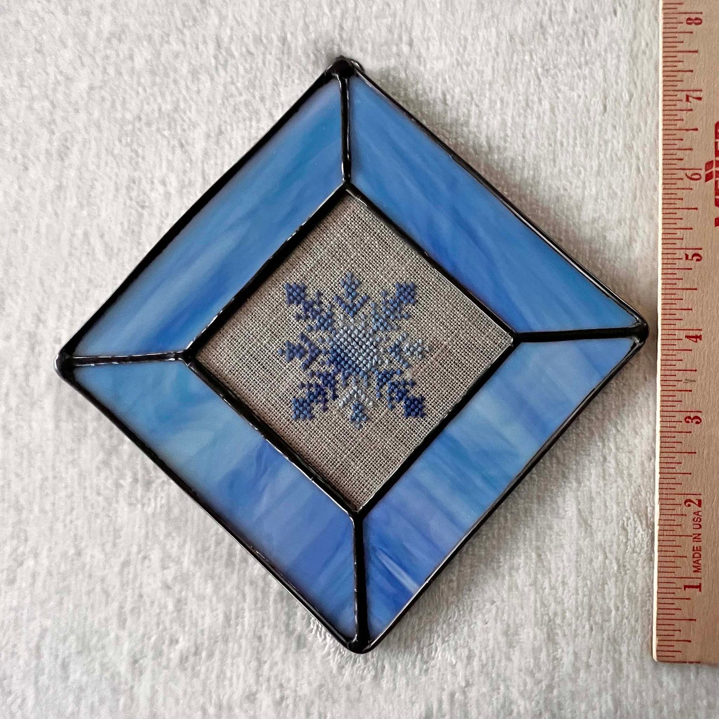 Snowflake Decoration - Light Blue Stained Glass- Light Blue Snowflake