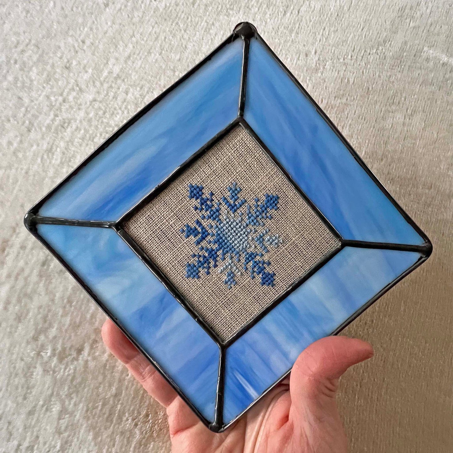 Snowflake Decoration - Light Blue Stained Glass- Light Blue Snowflake